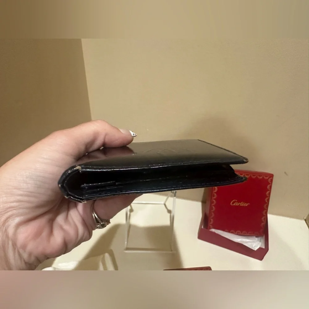 Cartier Happy Birthday Black Mens Wallet W/box and dustbag